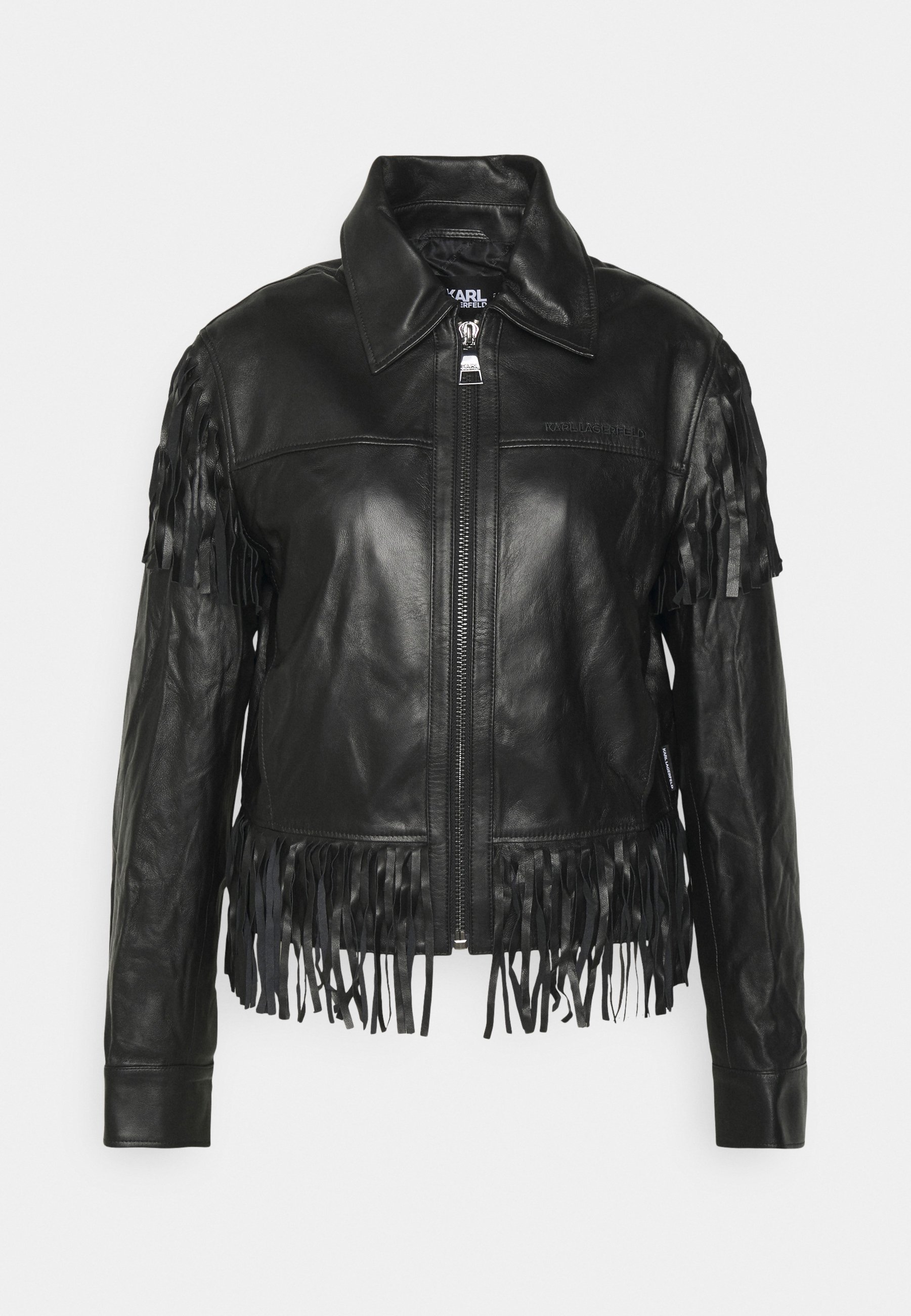 white fringe faux leather jacket
