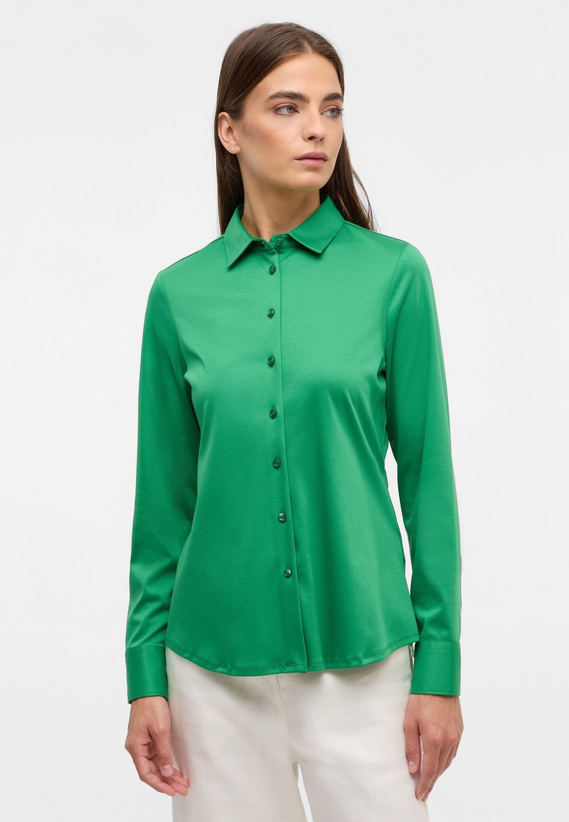 Eterna JERSEY SHIRT - FITTED - Button-down blouse - dunkelgrün