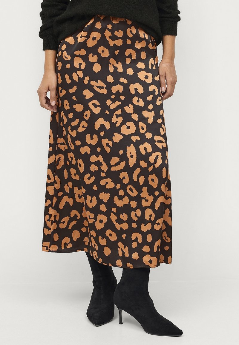 Ellos Collection ROCK - A-line skirt - schwarz rost leo/black - Zalando.de