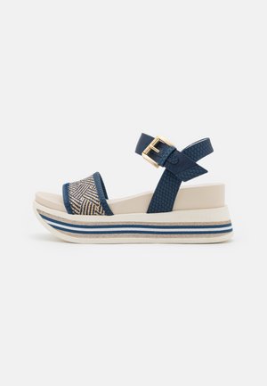 bugatti JIL - Platform sandals - dark blue/beige