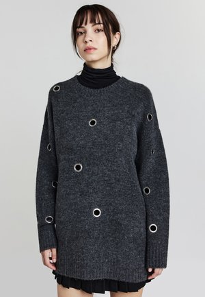 OVERSIZE CON APPLICAZIONI - Strickpullover - grigio scuro melange