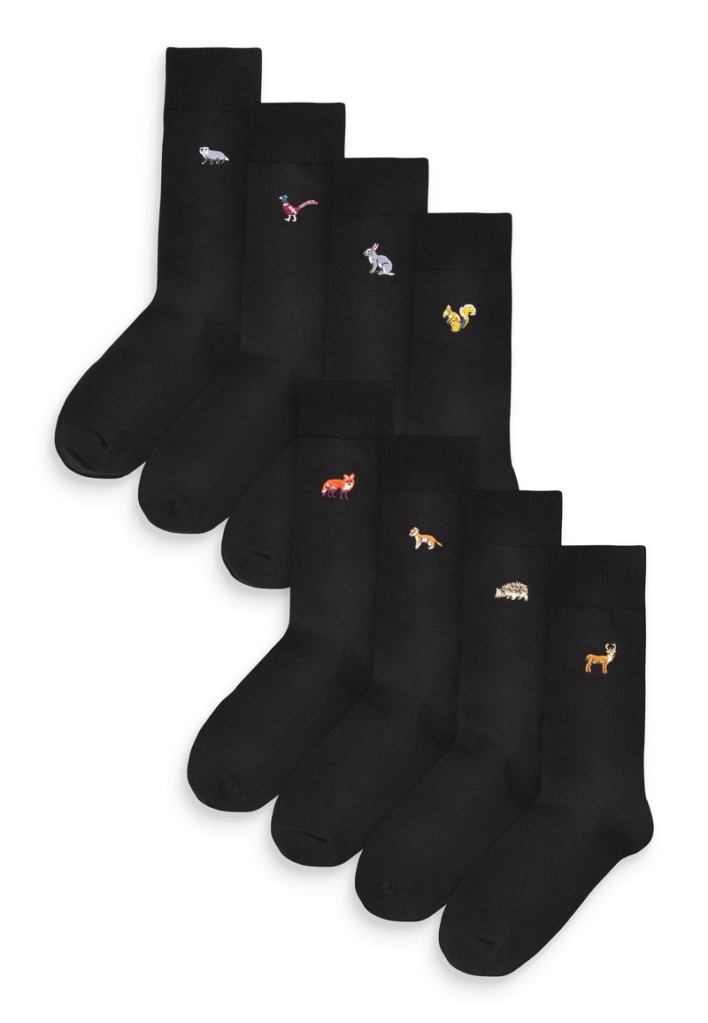 Next EMBROIDERED EIGHT PACK - Zoknik - black woodland animals