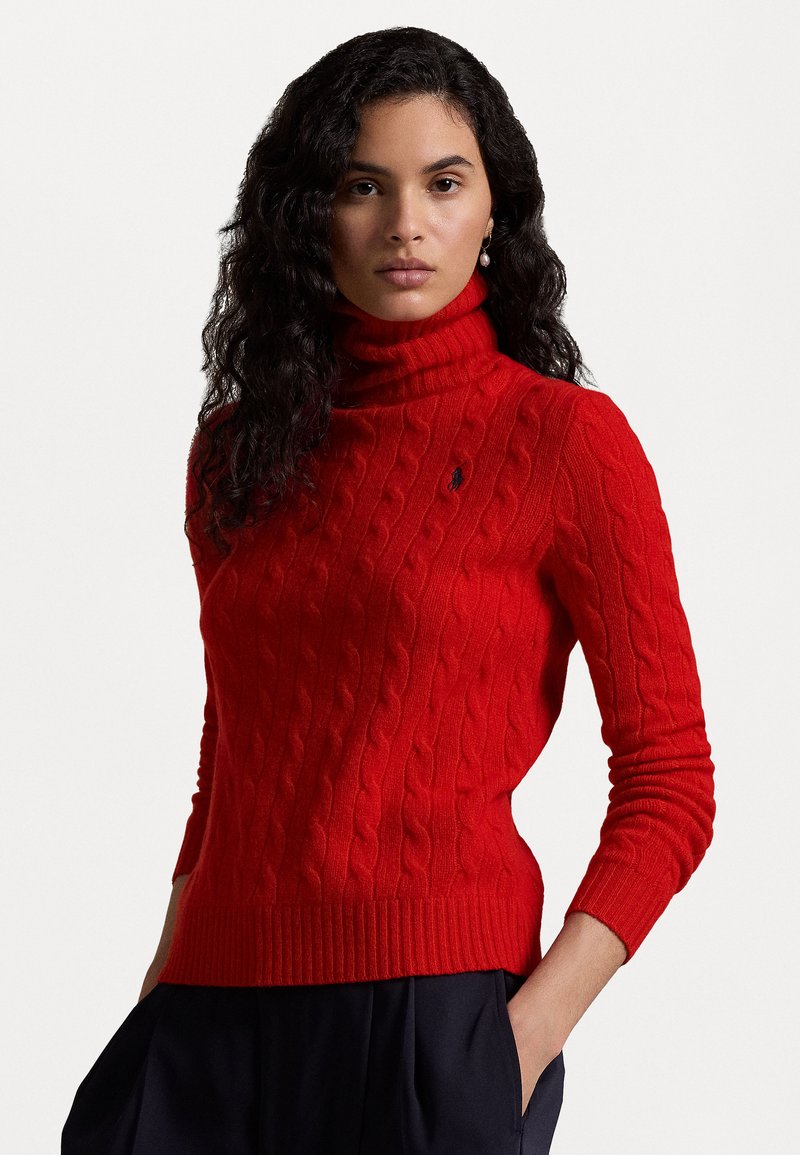 Polo Ralph Lauren WOOL CASHMERE CABLE ROLL NECK JUMPER - Džemperis - fall red