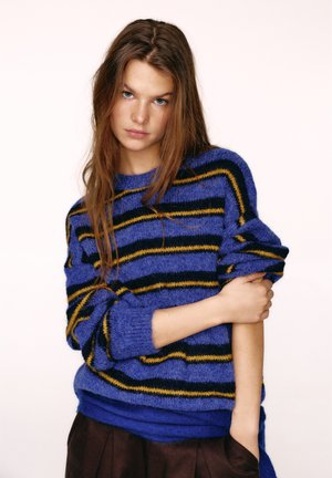 PULL&BEAR STRIPED - Svetrík - blue