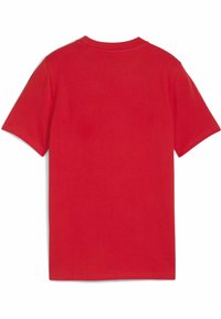Röd kortärmad T-shirt i bomull. Har en klassisk rund hals och en slät yta. Enfärgad design utan synliga mönster eller dekorationer.