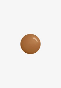 Brown circular paint dot with a glossy finish, smooth texture, and even color, set against a white background.