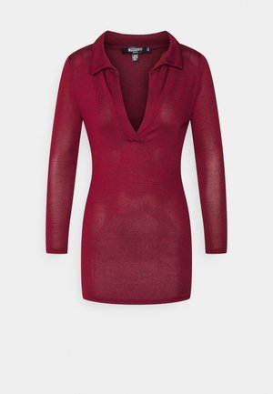 SPACE DYE COLLAR DRESS - Vestido de malha - wine
