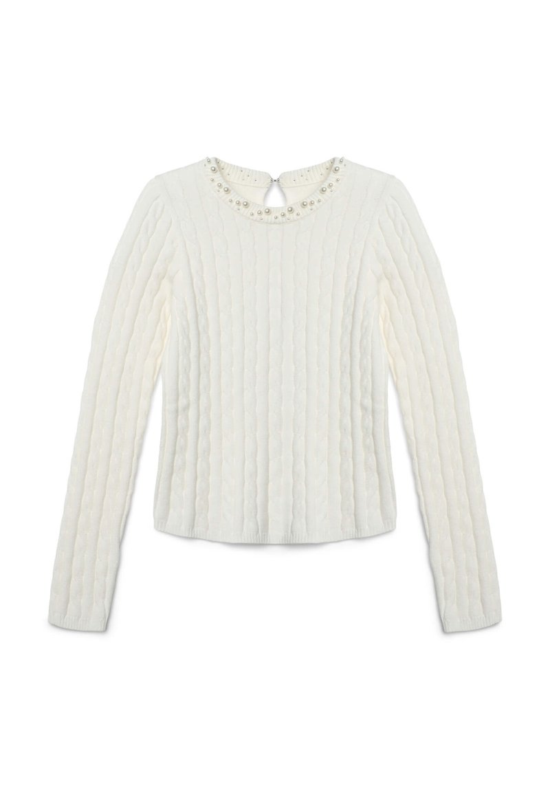 Calliope CON TRECCE E PERLE APPLICATE - Pullover - bianco lana