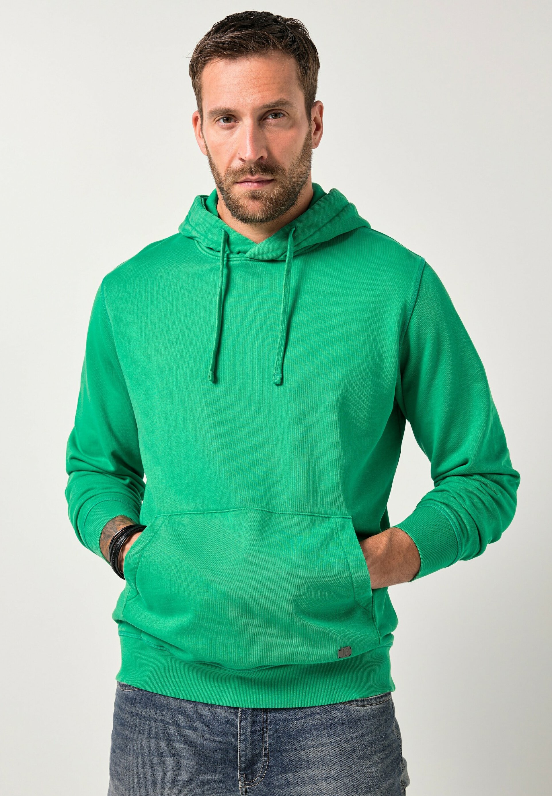 JP 1880 Giacca di Felpa JP1880 dal Look Vintage con Cappuccio, Zip e