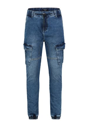 MIT KORDELZUG UND CARGOTASCHEN - Jeans Relaxed Fit - blau
