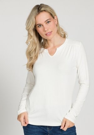RUNDHALS MIT "V" - Långärmad tröja - off white