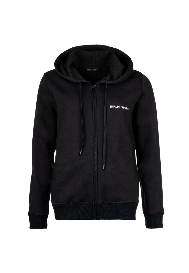 Emporio Armani Damen Iconic Terry Felpa Con Zip Schwarz Nero