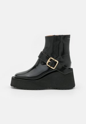 navy wedge ankle boots uk