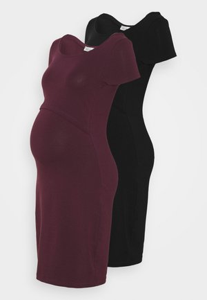2ER PACK NURSING FUNCTION DRESS - Etuikjole - black/bordeaux