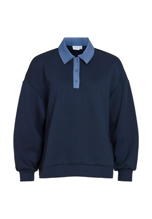 VILA, POLO SHIRT VISIF SWEAT - Sweatshirt - navy blazer1