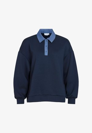 VILA, POLO SHIRT VISIF SWEAT - Sweatshirt - navy blazer1