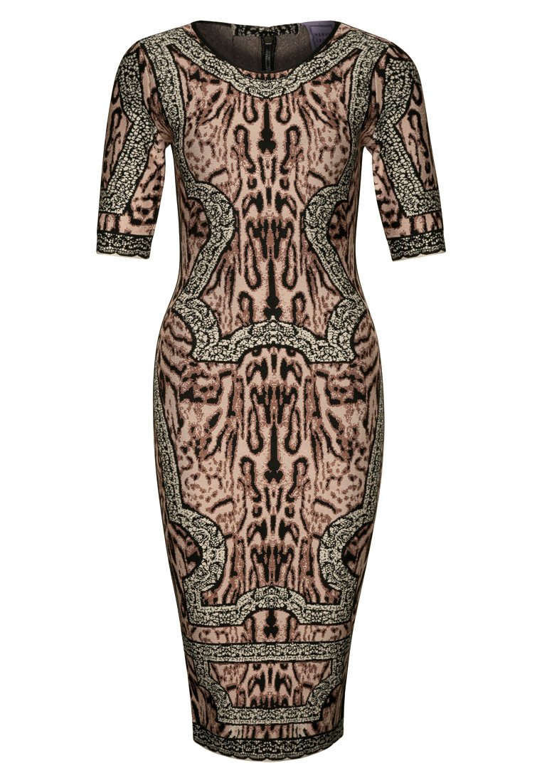 Hervé Léger Cocktailjurk bruin/beige/lichtroze