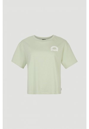 Lysegrøn kortærmet cropped t-shirt med rund hals og lille hvidt O'Neill-logo på venstre bryst.