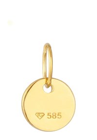 Pendentif rond en or avec une finition polie, doté d'une petite boucle et estampillé "585" indiquant la pureté de l'or, sans décorations supplémentaires.