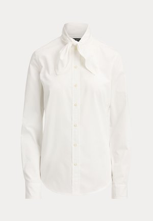 Lauren Ralph Lauren, COTTON BROADCLOTH TIE-NECK SHIRT - Blúzka so zapínaním na gombíky - white