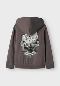 Felpa con cappuccio grigia scura, caratterizzata da una stampa grafica sul retro con un personaggio e il testo "GOING MERRY". Materiale misto cotone.