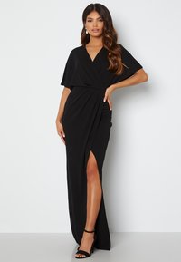 Bubbleroom - WRAP SLIT MAXI DRESS - Jerseyklänning - black Miniatyrbild 1