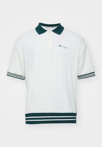COLLEGE TEXTURED WITH COLLAR - Poloskjorter - offwhite/dunkelgrün