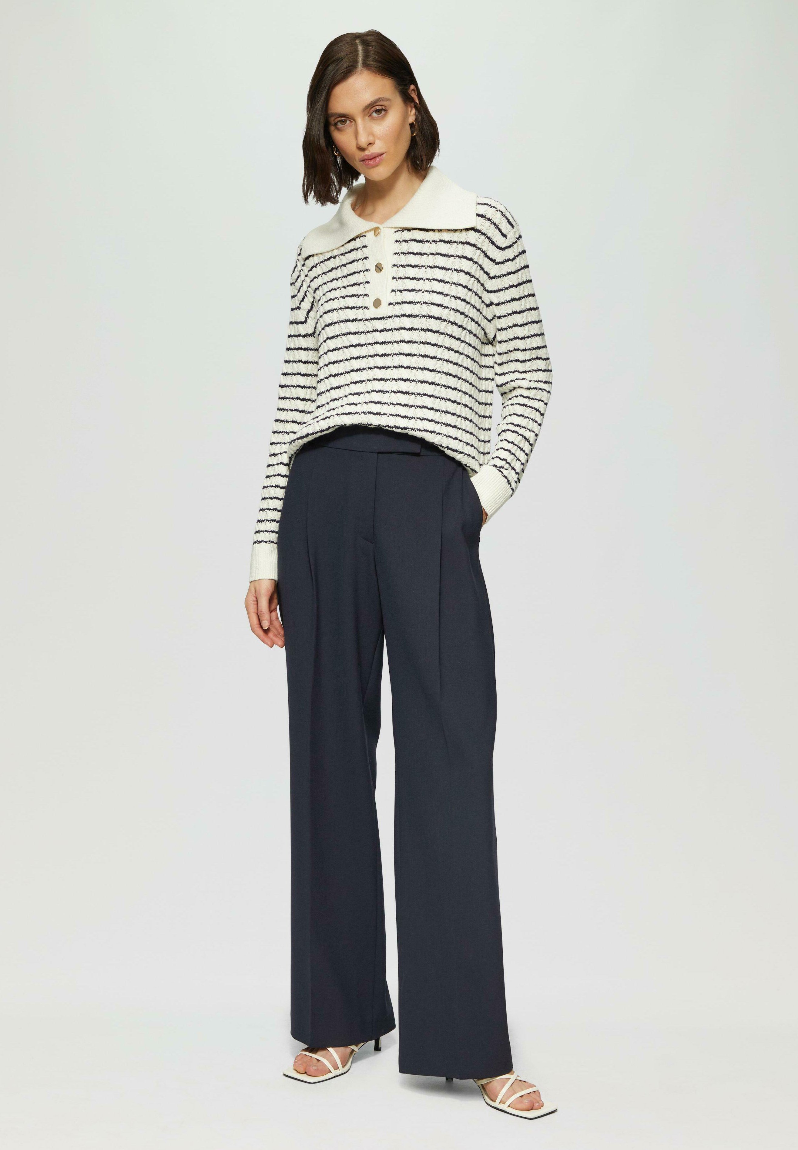S.Oliver BLACK LABEL Pantaloni Donna A Vita Media Con Gamba Larga - Tessuto Di Qualità, Coulisse E Tasche