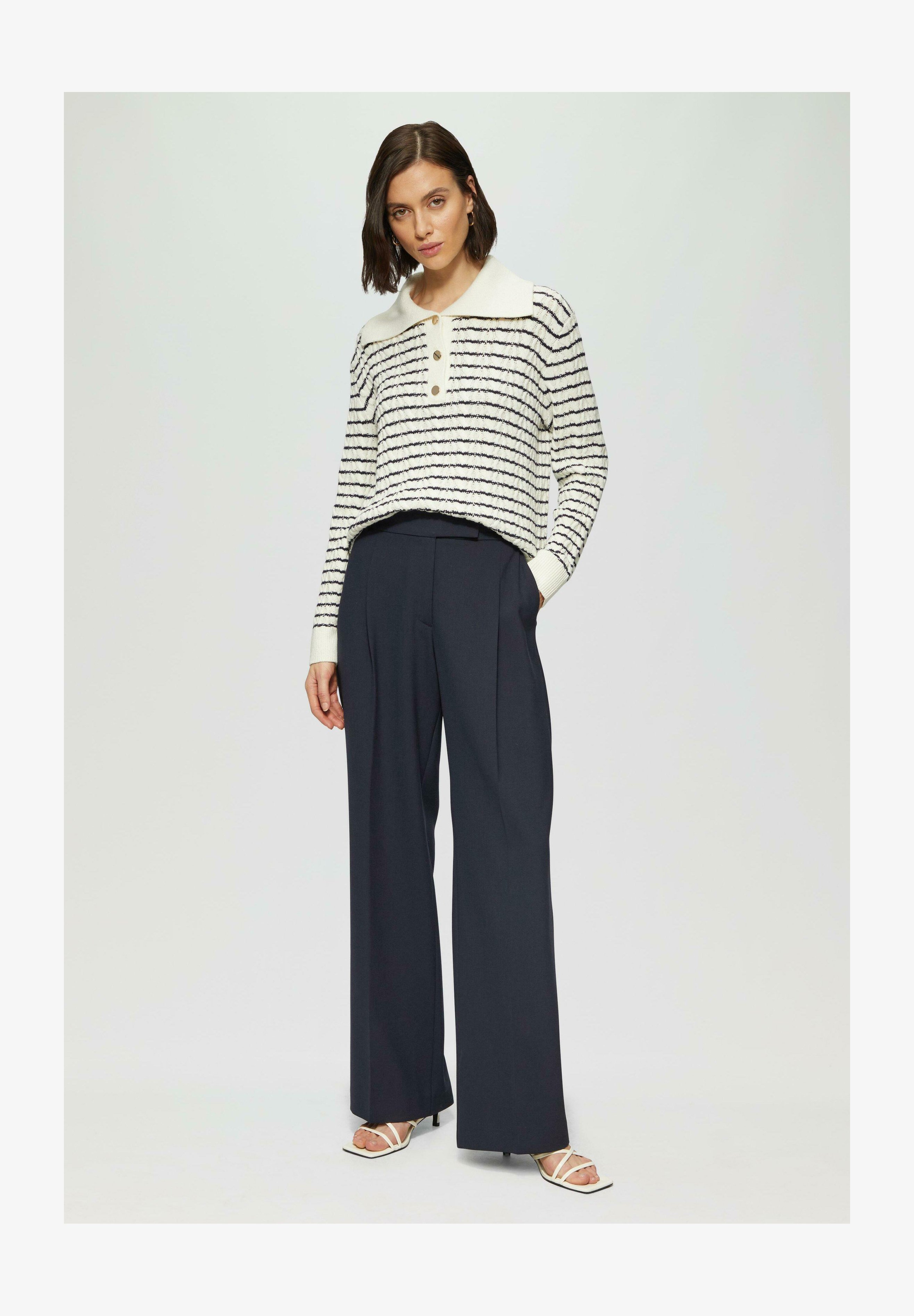 S.Oliver BLACK LABEL Pantaloni Donna A Vita Media Con Gamba Larga - Tessuto Di Qualità, Coulisse E Tasche
