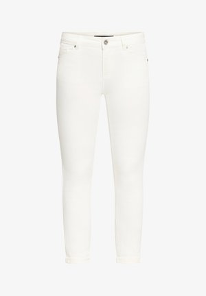 Witte slanke cropped jeans met knoop- en ritssluiting aan de voorkant, riemlussen en een ontwerp met vijf zakken.