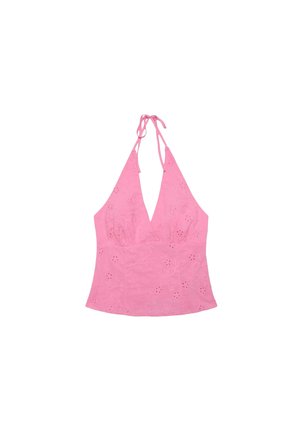 Stradivarius, EMBROIDERED HALTER TOP - Débardeur - mottled light pink