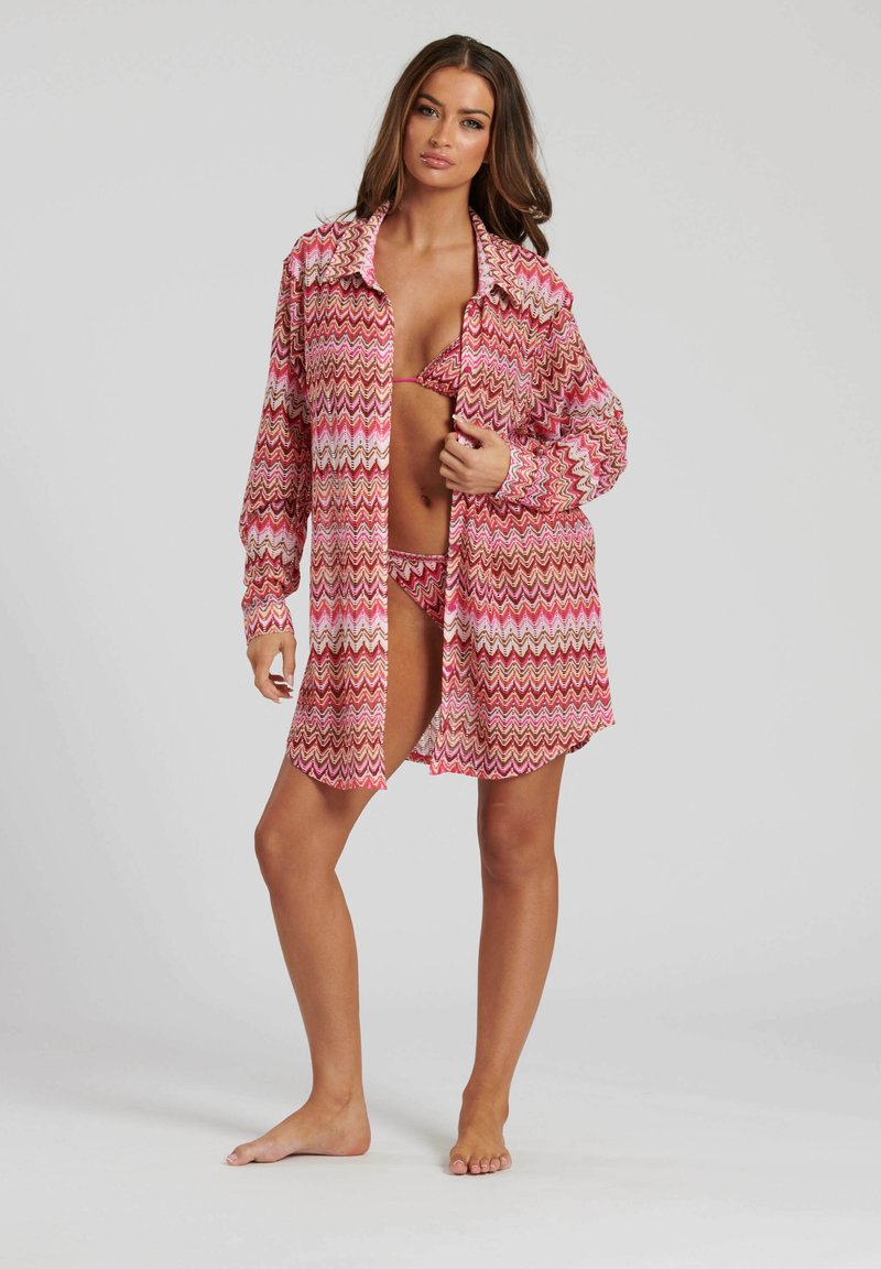 South Beach PINK CROCHET SHIRT - T-shirt à manches longues - pink