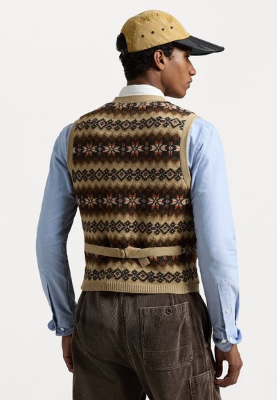 Polo Ralph Lauren FAIR ISLE WOOL SWEATER VEST - Cardigan - tan combo