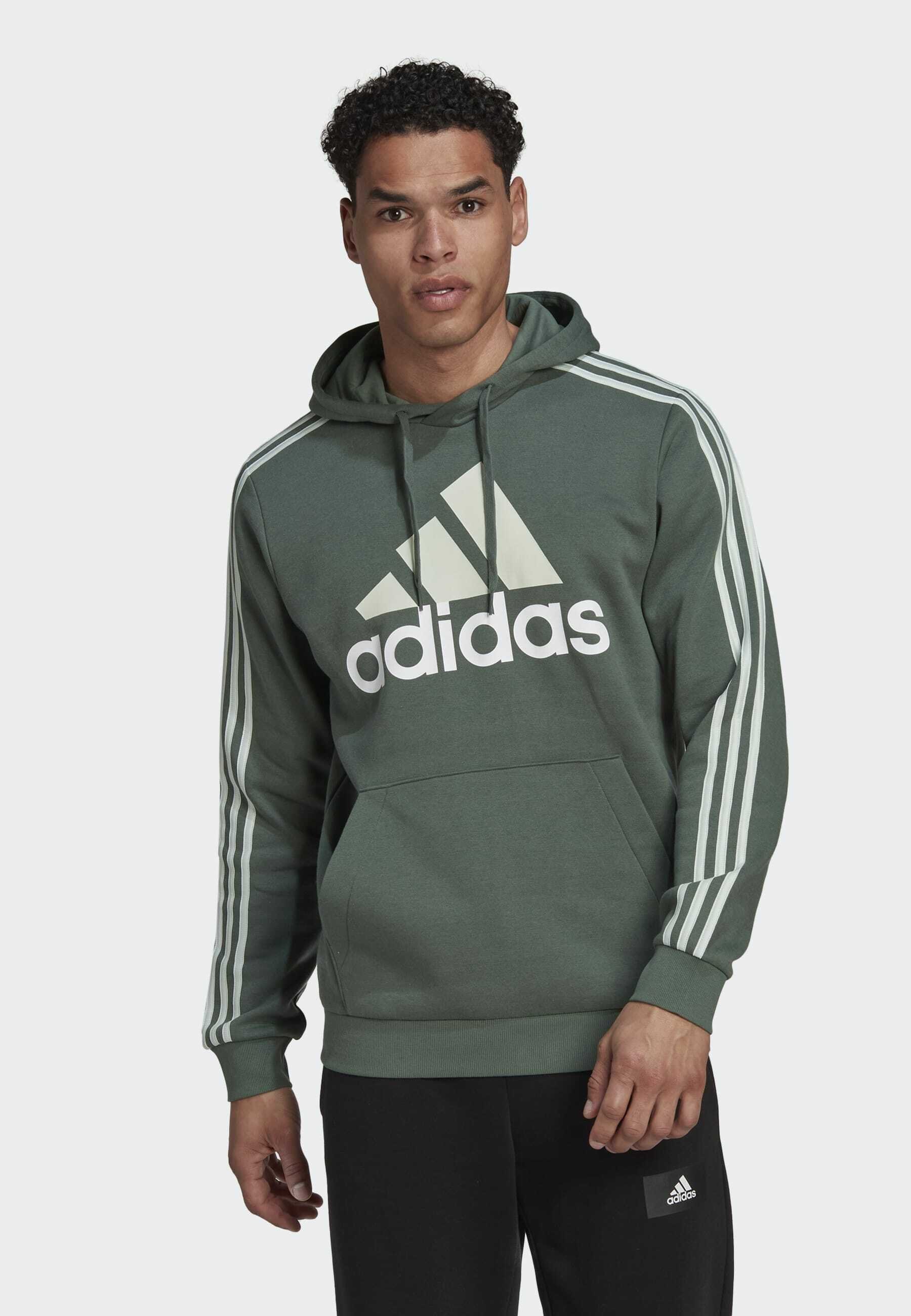 Adidas Essentials Fleece 3-Stripes Logo Hoodie - Green