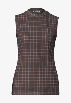 Street One, TURTLE NECK TOP AUS MESH MIT PRINT - Débardeur - silk brown