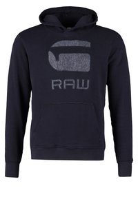 Felpa con cappuccio blu navy in misto cotone, con un grande logo sulla parte anteriore, tasca a marsupio e polsini e orlo a coste.