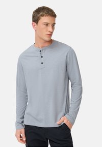 camel active HENLEY AUS MIT KNOPFLEISTE - Langarmshirt - stone blue