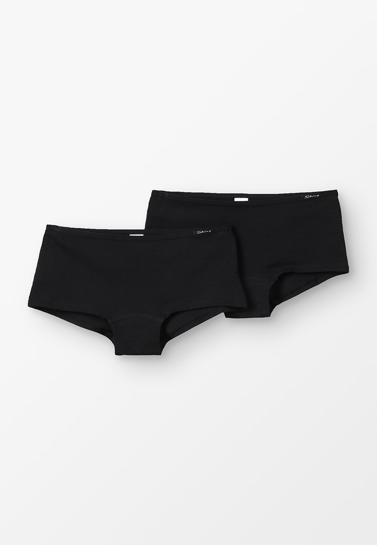 Cuecas hipster de algodão pretas, com um design simples, cintura elástica e detalhes de costura. Inclui dois pares no conjunto.