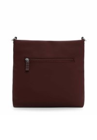 Pruun nahast ristkott, millel on sile pind, ristkülikukujuline kuju ja esiküljel lukk-tasku väikese tõmblukuga.