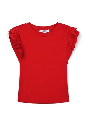 Terranova, FRILLED SLEEVE CROP - Top - rosso