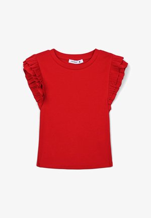 Terranova, FRILLED SLEEVE CROP - Top - rosso
