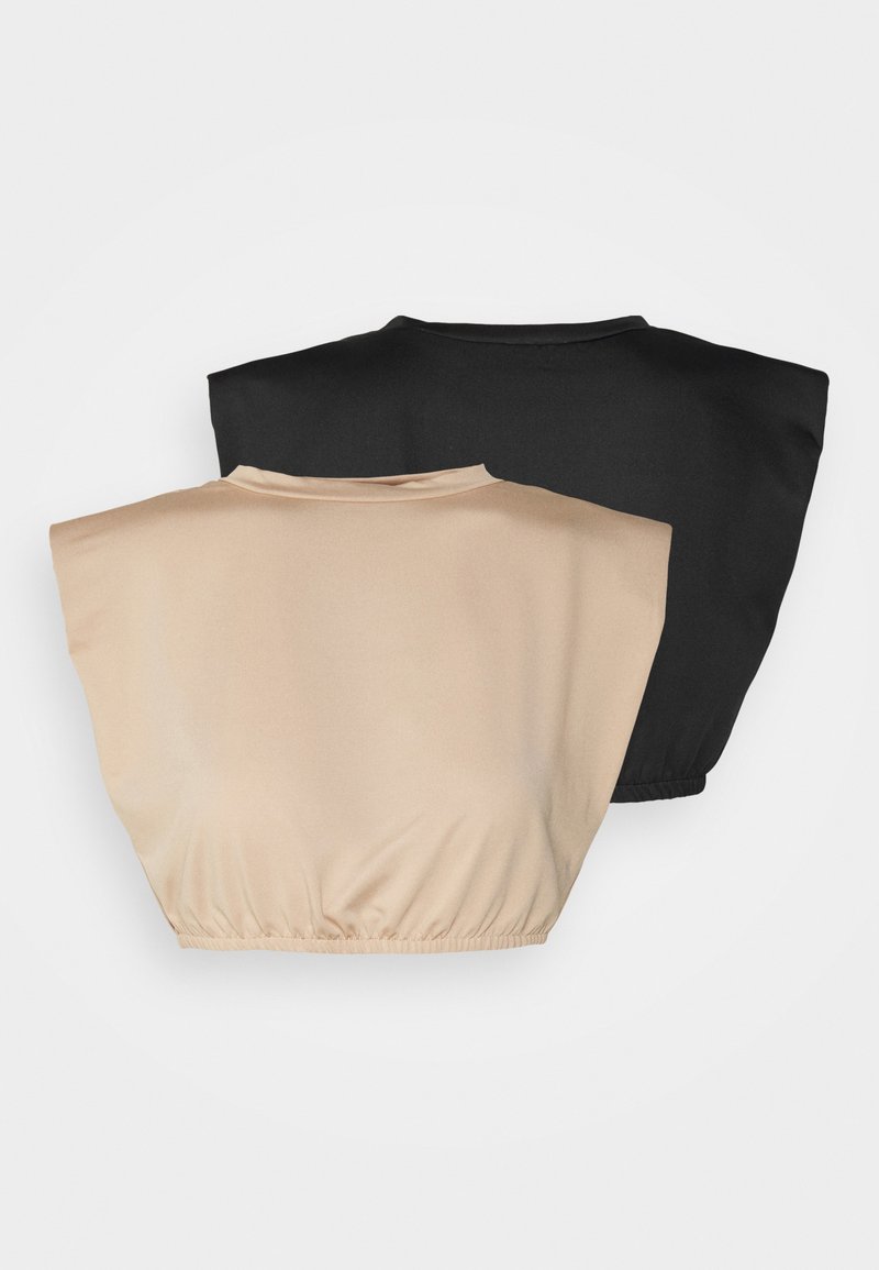 Damen T-Shirts | Missguided Petite RECYCLED SHOULDER PAD CROP 2PACK Top black/taupe/schwarz - FX70226 Damen T-Shirts | Missguided Petite RECYCLED SHOULDER PAD CROP 2PACK Top black/taupe/schwarz - FX70226