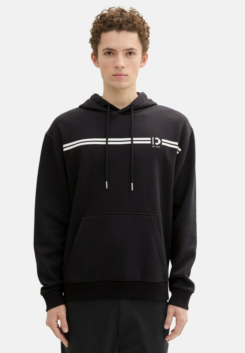 TOM TAILOR DENIM MIT PRINT - Felpa con cappuccio - black