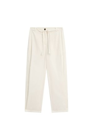 Massimo Dutti, COTTON TIE-DETAIL PANTS - Stoffhose - white