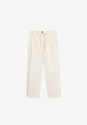 Massimo Dutti, COTTON TIE-DETAIL PANTS - Pantaloni - white