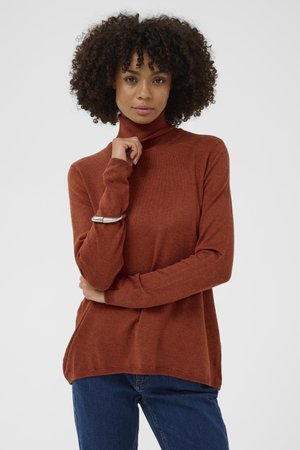 LOOSE ROLL-NECK - Stickad tröja - arabian spice melange