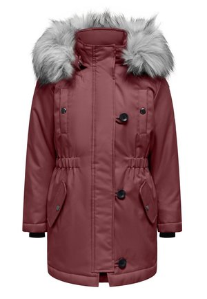 Vinterkappa /-rock - rose brown detail/fur light grey