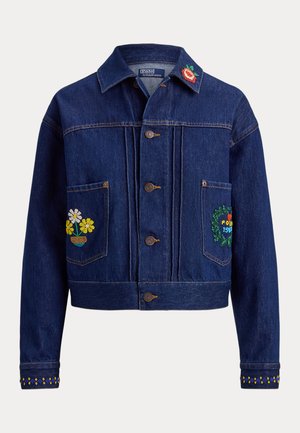 BEADED DENIM TRUCKER JACKET - Denimová bunda - napola wash