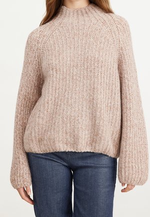 Striktrøje - mottled light pink