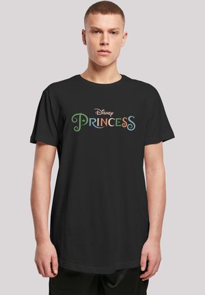 Fekete pamut póló, amelyen a "Disney Hercegnő" felirat színes, játékos betűtípussal szerepel. Rövid ujjú és laza fazonú dizájn.